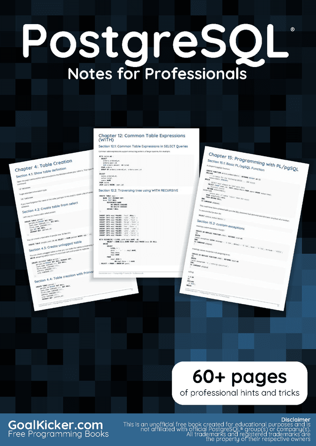 PostgreSQL Notes for Professionals book cover
