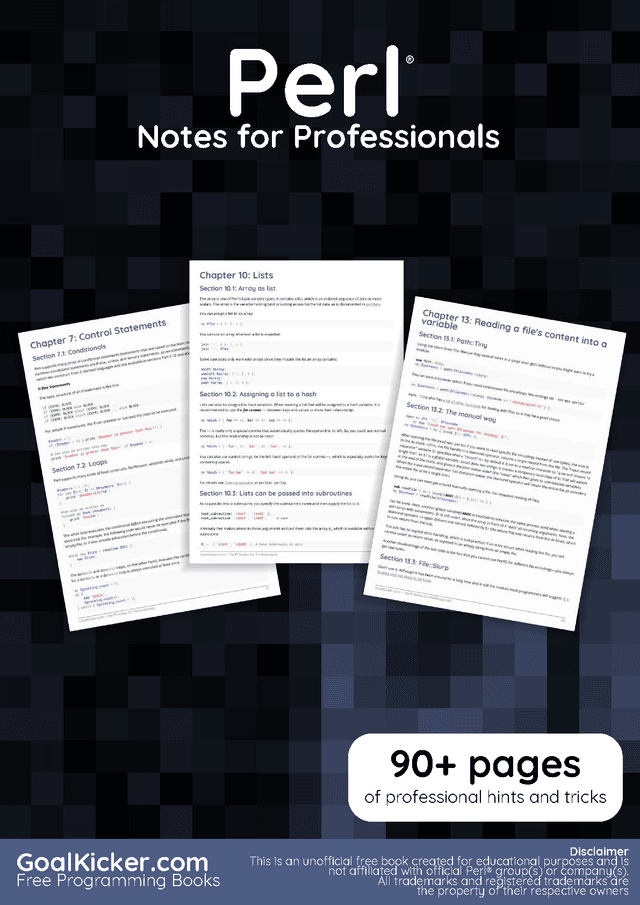 Perl Notes For Professionals book cover